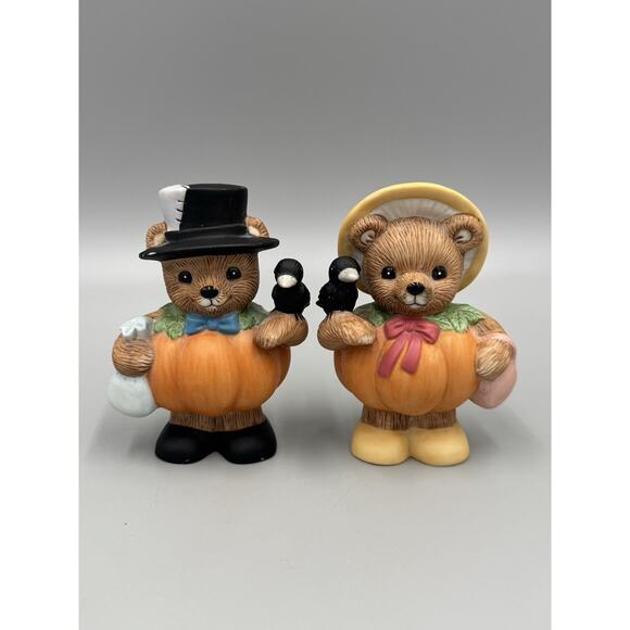 Vintage Halloween Home Interiors Pumpkin Patch Bears Set 1998 READ DETAILS - Picture 1 of 10
